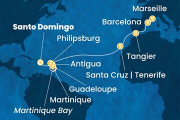 Costa Serena - Dominikán.rep., Nizozemské Antily, Maroko, Španělsko, Francie (Santo Domingo)
