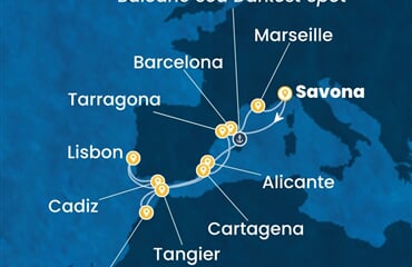 Costa Serena - Itálie, Španělsko, Portugalsko, Maroko, Francie (ze Savony)