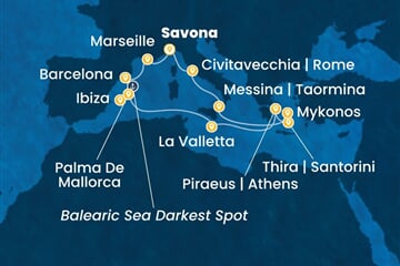 Costa Serena - Itálie, Francie, Španělsko, Malta, Řecko (ze Savony)