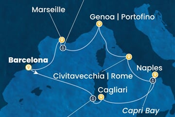 Costa Smeralda - Španělsko, Itálie, Francie (z Barcelony)