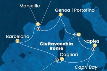Costa Smeralda - Francie, Španělsko, Itálie (z Civitavecchie)