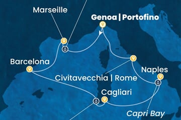 Costa Smeralda - Francie, Španělsko, Itálie (z Janova)