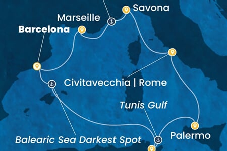 Costa Toscana - Španělsko, Tunisko, Itálie, Francie (z Barcelony)