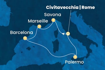 Costa Toscana - Itálie, Francie, Španělsko (z Civitavecchie)