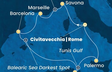 Costa Toscana - Itálie, Francie, Španělsko, Tunisko (z Civitavecchie)