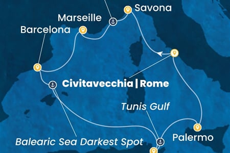 Costa Toscana - Itálie, Francie, Španělsko, Tunisko (z Civitavecchie)