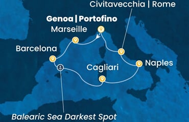 Costa Toscana - Francie, Španělsko, Itálie (z Janova)