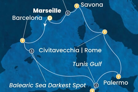 Costa Toscana - Francie, Španělsko, Tunisko, Itálie (z Marseille)