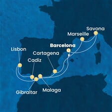 Costa Diadema - Španělsko, Portugalsko, Velká Británie, Francie, Itálie (z Barcelony)