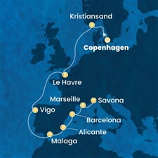 Costa Diadema - Dánsko, Norsko, Francie, Španělsko, Itálie (z Kodaně)