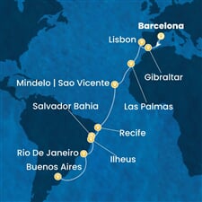 Costa Favolosa - Španělsko, Velká Británie, Portugalsko, Brazílie, Argentina (z Barcelony)