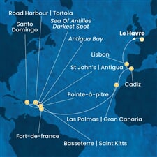 Costa Favolosa - Francie, Portugalsko, Španělsko, Nizozemské Antily, Dominikán.rep. (Le Havre)