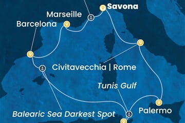 Costa Toscana - Itálie, Francie, Španělsko, Tunisko (ze Savony)