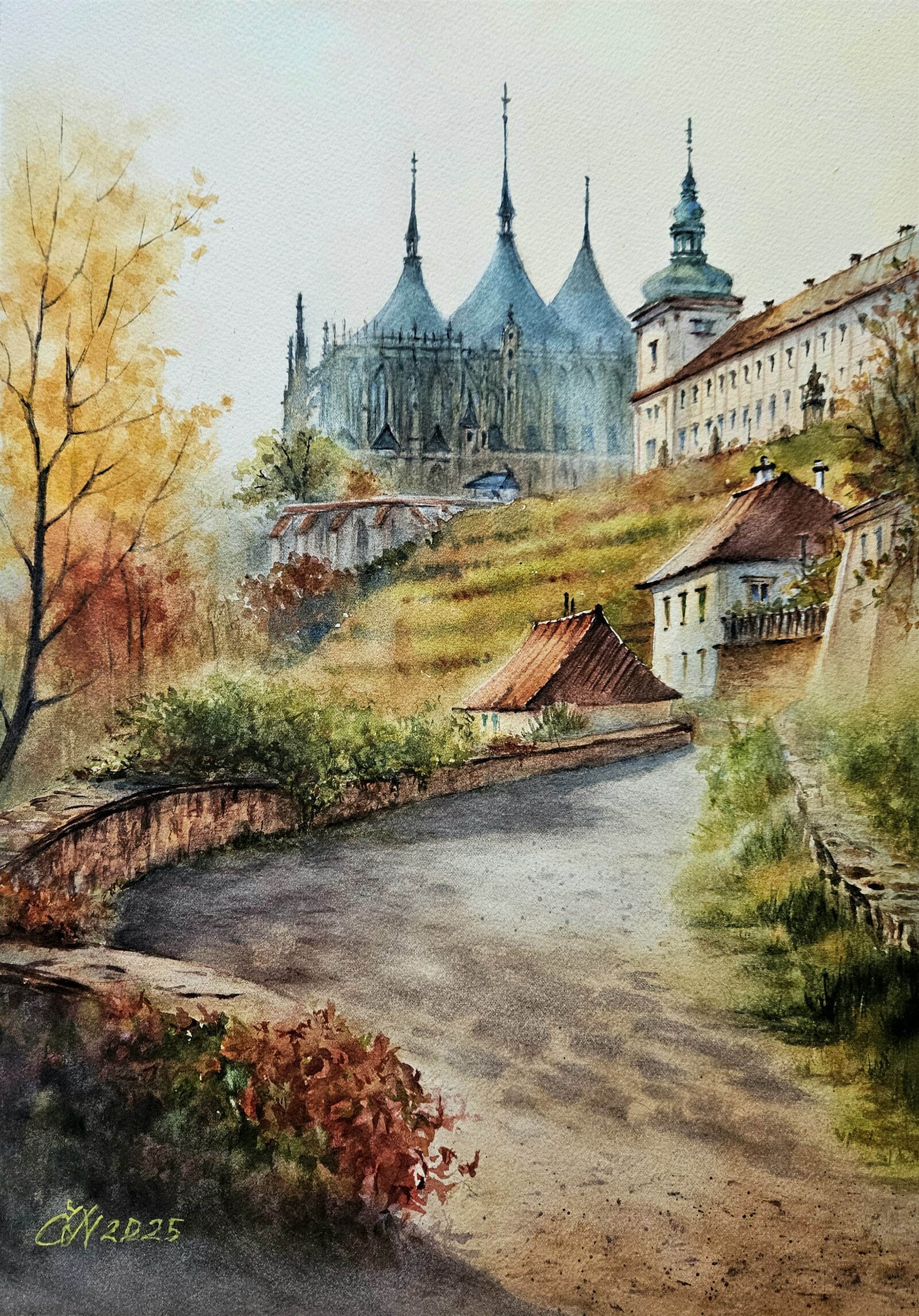 Natali Černá: Zlatý podzim v Kutné Hoře, 49 × 33 cm