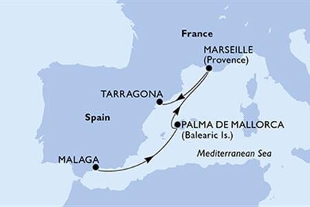 MSC MERAVIGLIA - Španělsko, Francie (z Malagy)