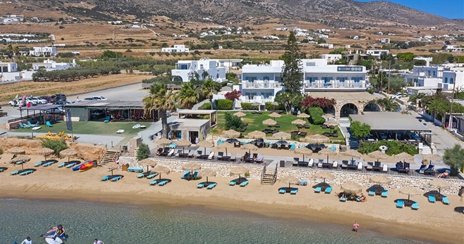 Aparthotel Golden Beach - Paros: fotografie vybavení exteriérů a interiérů ubytování.