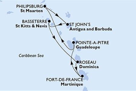 MSC World Asia - Martinik, Guadeloupe, Nizozemské Antily, Antigua a Barbuda, Sv.Kryštof a Nevis, ... (Fort-de-France)