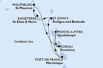MSC World Asia - Martinik, Guadeloupe, Dominika, Nizozemské Antily, Sv.Kryštof a Nevis, ... (Fort-de-France)