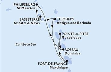 MSC World Asia - Martinik, Guadeloupe, Dominika, Nizozemské Antily, Sv.Kryštof a Nevis, ... (Fort-de-France)