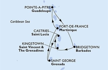 MSC World Asia - Guadeloupe, Barbados, Sv.Vincenc a Grenadiny, Sv.Lucie, Grenada, ... (Pointe-a-Pitre)