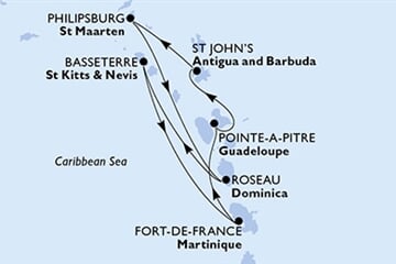 MSC World Asia - Guadeloupe, Antigua a Barbuda, Nizozemské Antily, Dominika, Sv.Kryštof a Nevis, ... (Pointe-a-Pitre)