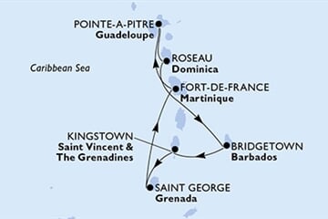 MSC World Asia - Guadeloupe, Dominika, Barbados, Sv.Vincenc a Grenadiny, Grenada, ... (Pointe-a-Pitre)