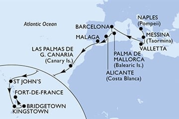 MSC WORLD ASIA - Olaszország, Málta, Spanyolország, Antigua és Barbuda, Saint Vincentés és Grenadine, ... (a Nápoly-ból)