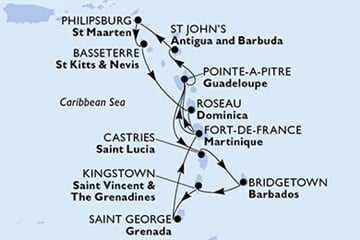 MSC WORLD ASIA - Martinique, Guadeloupe, Saint Lucia, Barbados, Saint Vincentés és Grenadine, ... (a Fort-de-France-ből)