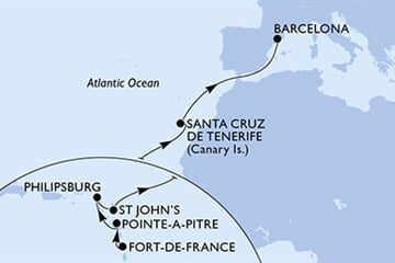 MSC WORLD ASIA - Martinique, Guadeloupe, Holland Antillák, Antigua és Barbuda, Spanyolország (a Fort-de-France-ből)