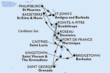 MSC WORLD ASIA - Martinique, Guadeloupe, Saint Lucia, Barbados, Saint Vincentés és Grenadine, ... (a Fort-de-France-ből)