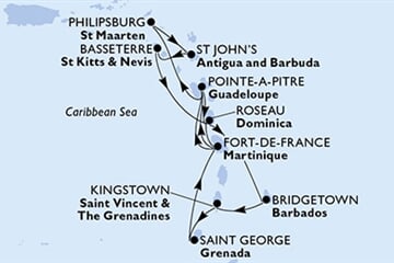 MSC WORLD ASIA - Martinique, Guadeloupe, Dominikai Közösség, Barbados, Saint Vincentés és Grenadine, ... (a Fort-de-France-ből)