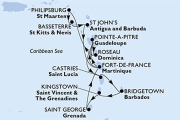 MSC WORLD ASIA - Martinique, Guadeloupe, Dominikai Közösség, Holland Antillák, Saint Kitts és Nevis, ... (a Fort-de-France-ből)
