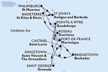 MSC WORLD ASIA - Martinique, Guadeloupe, Holland Antillák, Antigua és Barbuda, Saint Kitts és Nevis, ... (a Fort-de-France-ből)