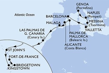 MSC WORLD ASIA - Itálie, Malta, Španělsko, Antigua a Barbuda, Sv.Vincenc a Grenadiny, ... (z Janova)