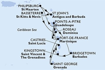 MSC WORLD ASIA - Martinik, Guadeloupe, Nizozemské Antily, Antigua a Barbuda, Sv.Kryštof a Nevis, ... (Fort-de-France)