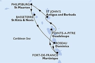 MSC WORLD ASIA - Guadeloupe, Antigua a Barbuda, Nizozemské Antily, Sv.Kryštof a Nevis, Dominika, ... (Pointe-a-Pitre)