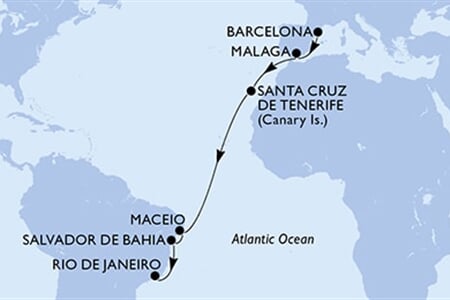 MSC VIRTUOSA - Španělsko, Brazílie (z Barcelony)