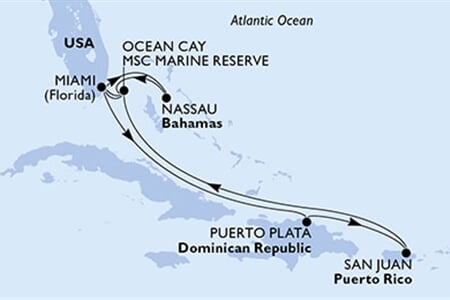 MSC Seaside - USA, Bahamy, Dominikán.rep., Portoriko (z Miami)