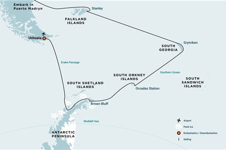Falkland Islands, South Georgia & Antarctic Peninsula (m/v Hondius)