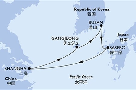 MSC Bellissima - Čína, Jižní Korea, Japonsko (ze Šanghaje)