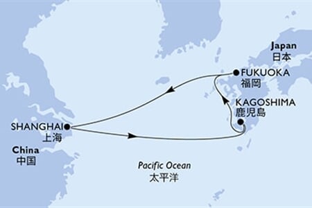MSC BELLISSIMA - Kína, Japán (a Sanghaj-ból)