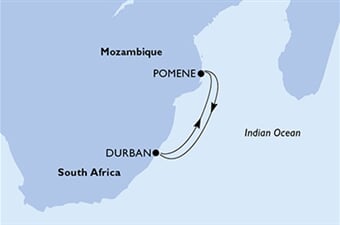 MSC Sinfonia - Jihoafrická r., Mosambik (Durban)