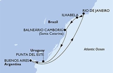 MSC Splendida - Brazílie, Uruguay, Argentina (z Rio de Janeira)
