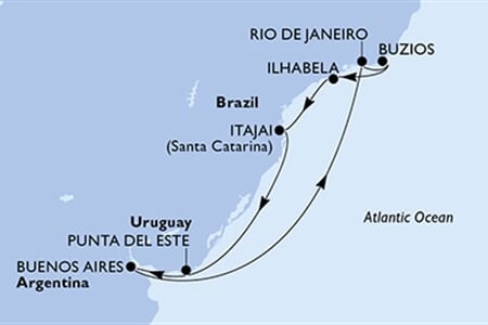 MSC Splendida - Brazílie, Uruguay, Argentina (z Rio de Janeira)