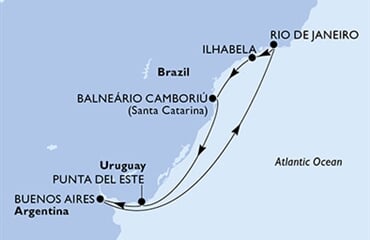 MSC Splendida - Brazílie, Uruguay, Argentina (z Rio de Janeira)