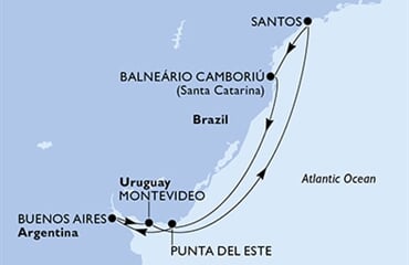 MSC Meraviglia - Brazílie, Uruguay, Argentina (Camboriú)