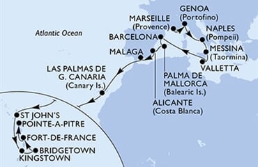 MSC World Asia - Francie, Itálie, Malta, Španělsko, Antigua a Barbuda, ... (z Marseille)