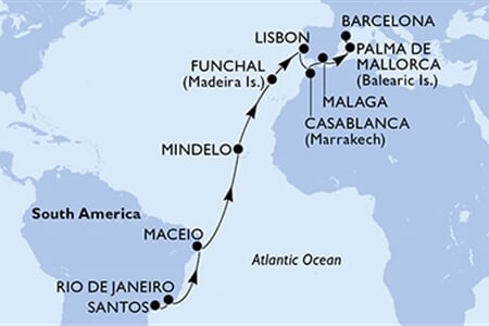 MSC Seaview - Brazílie, Kapverdy, Portugalsko, Maroko, Španělsko (Santos)