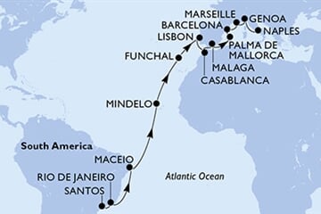 MSC SEAVIEW - Brazílie, Kapverdy, Portugalsko, Maroko, Španělsko, ... (Santos)