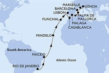 MSC SEAVIEW - Brazílie, Kapverdy, Portugalsko, Maroko, Španělsko, ... (z Rio de Janeira)